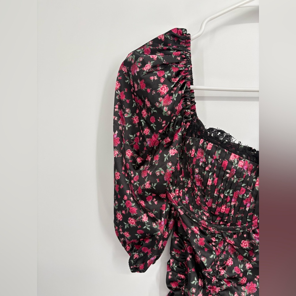 For Love and Lemons x VS Melrose Floral Puff Sleeve Mini Dress - Picture 5 of 12
